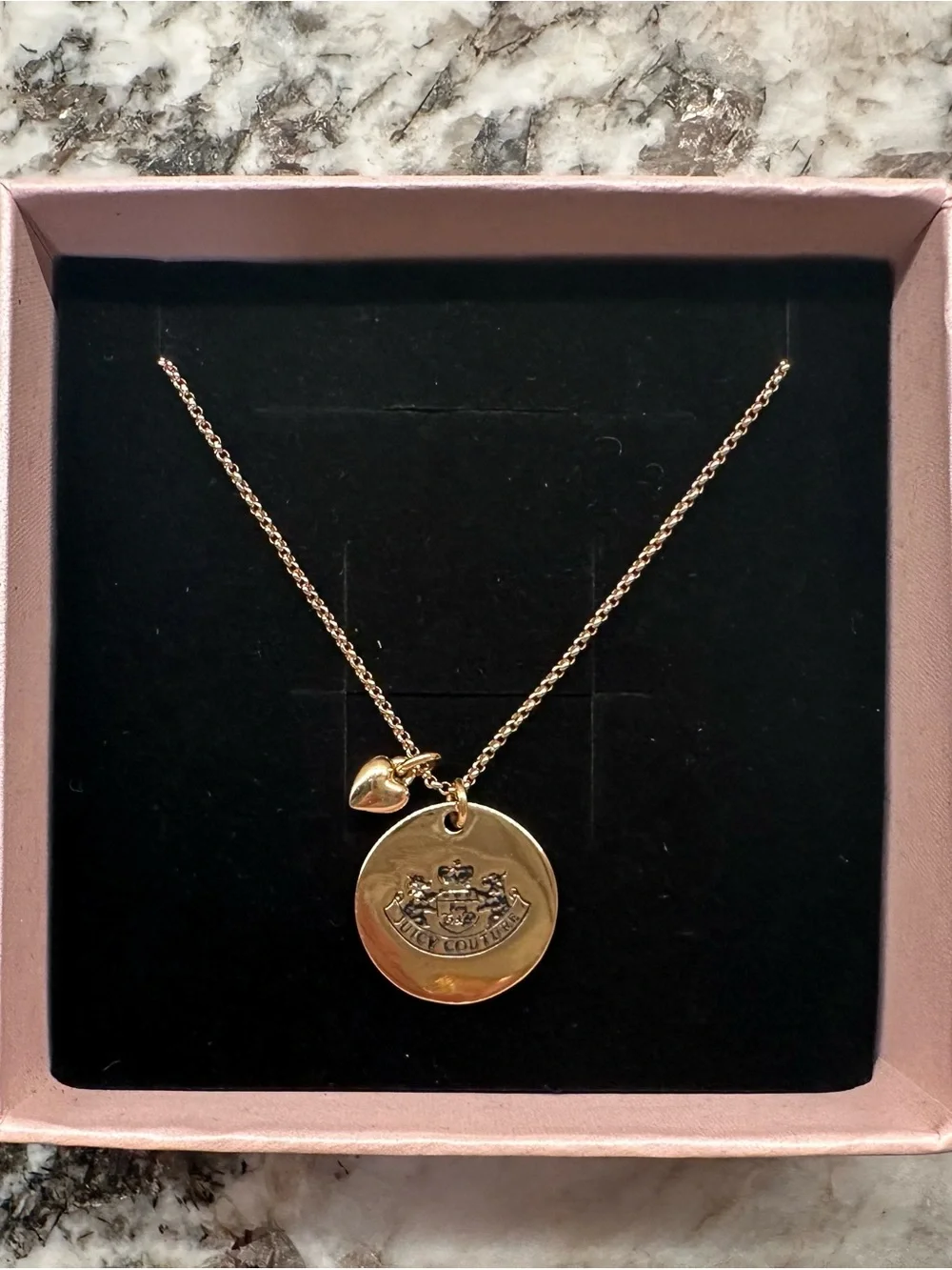 Juicy Couture Medallion Necklace Gold Crown Crest Royalty Heart Y2K
